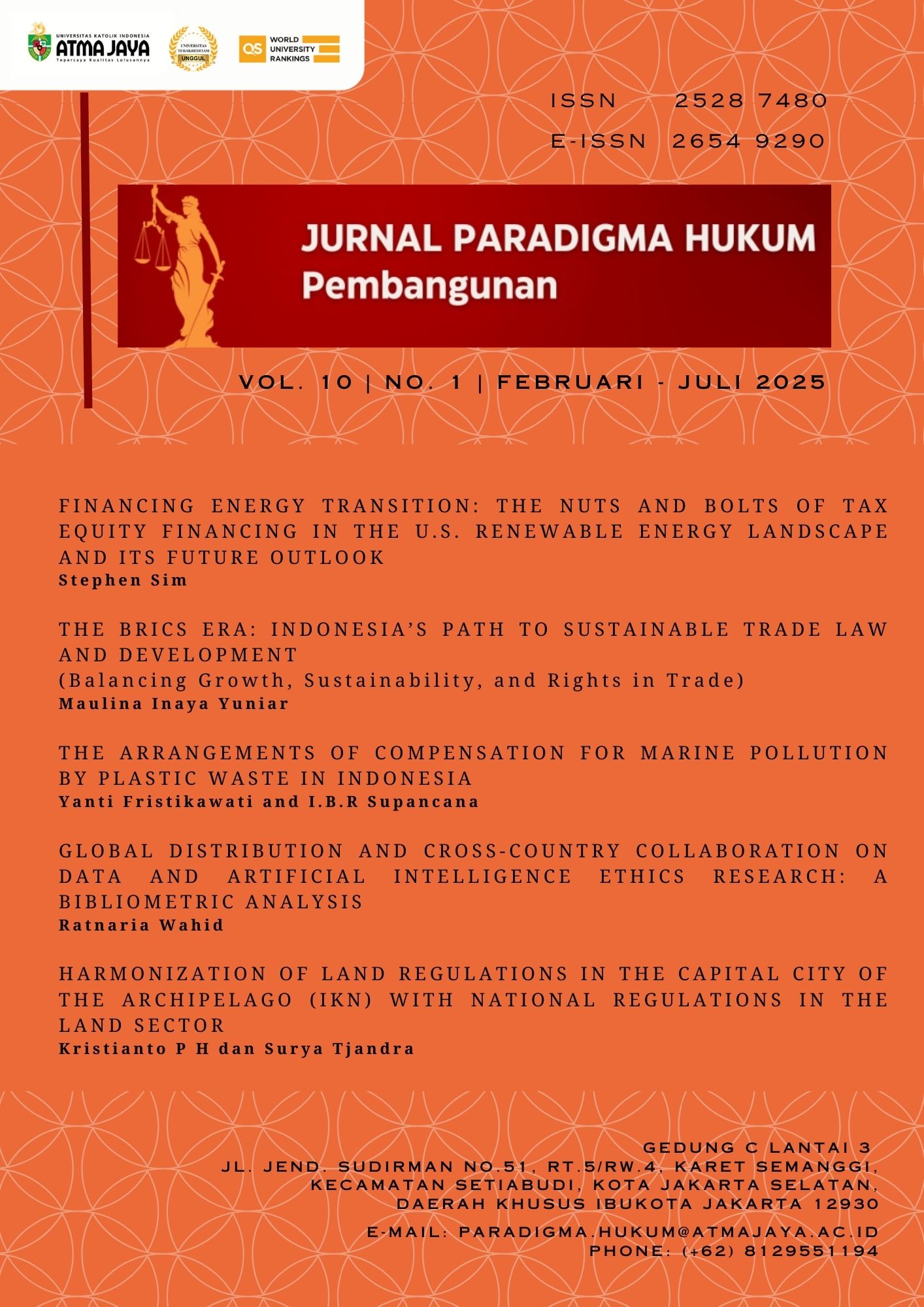 					View Vol. 10 No. 1 (2025): JURNAL PARADIGMA HUKUM PEMBANGUNAN - FEBRUARI 2025
				