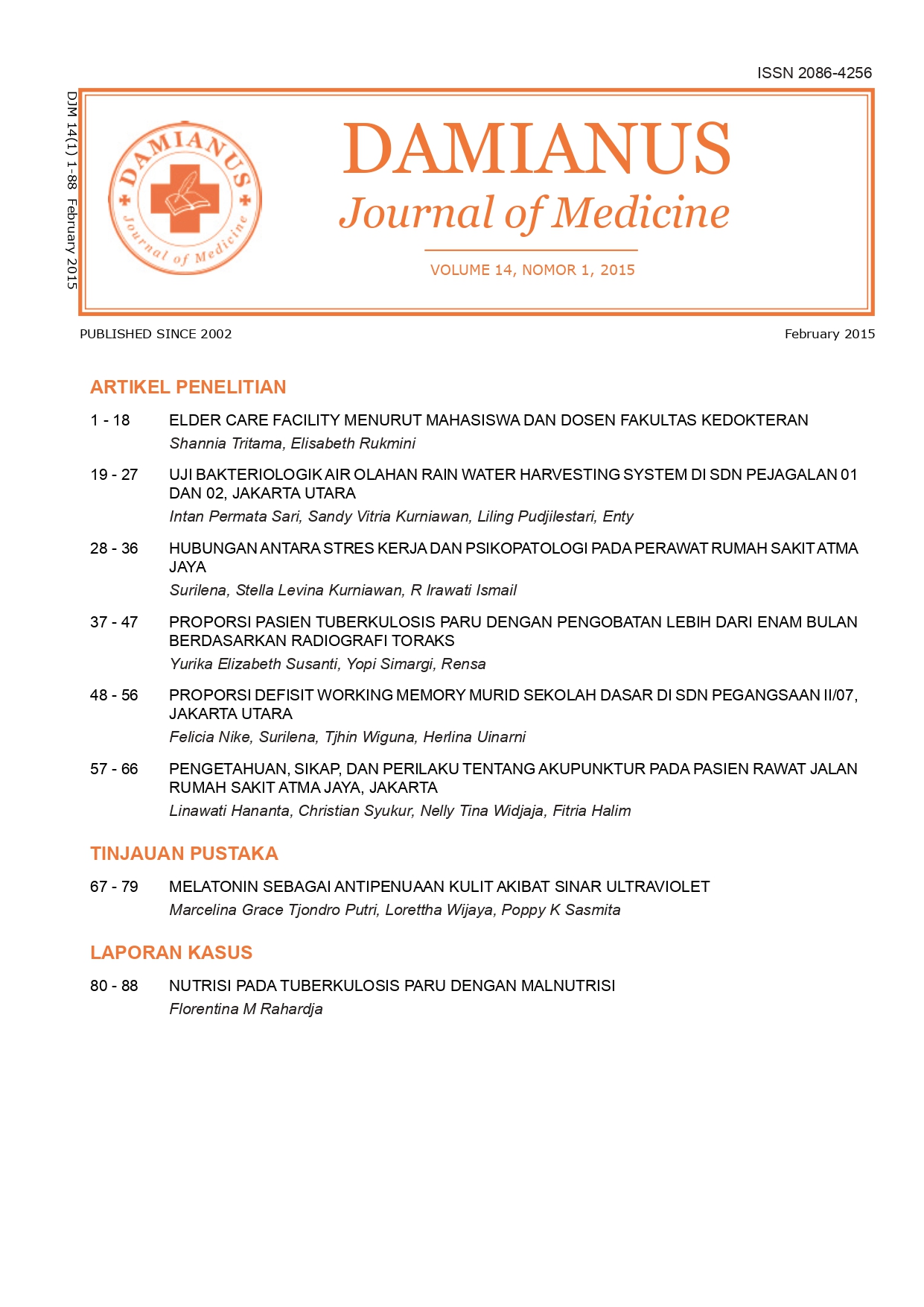 					View Vol. 14 No. 1 (2015): Damianus Journal of Medicine
				