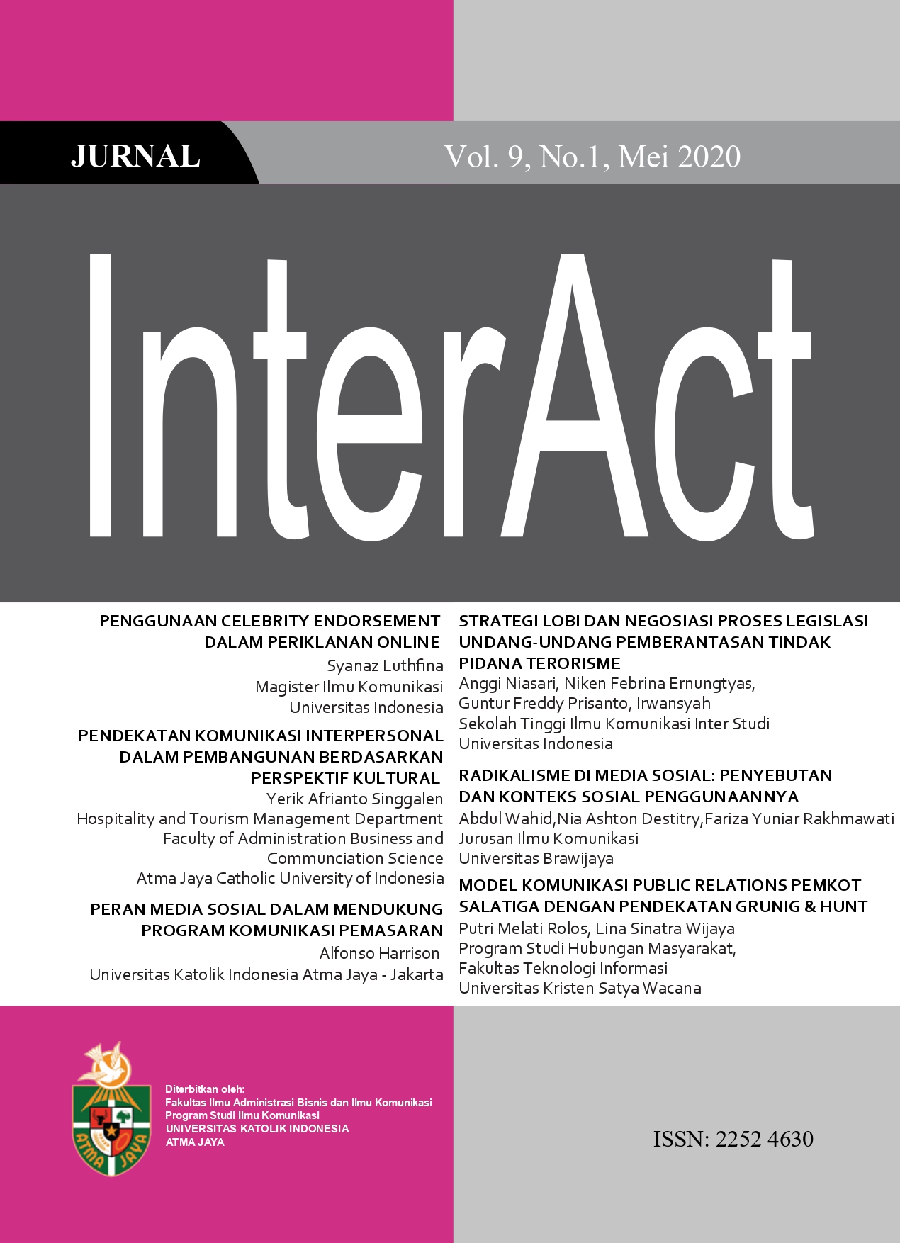 					View Vol. 9 No. 1 (2020): Jurnal InterAct
				