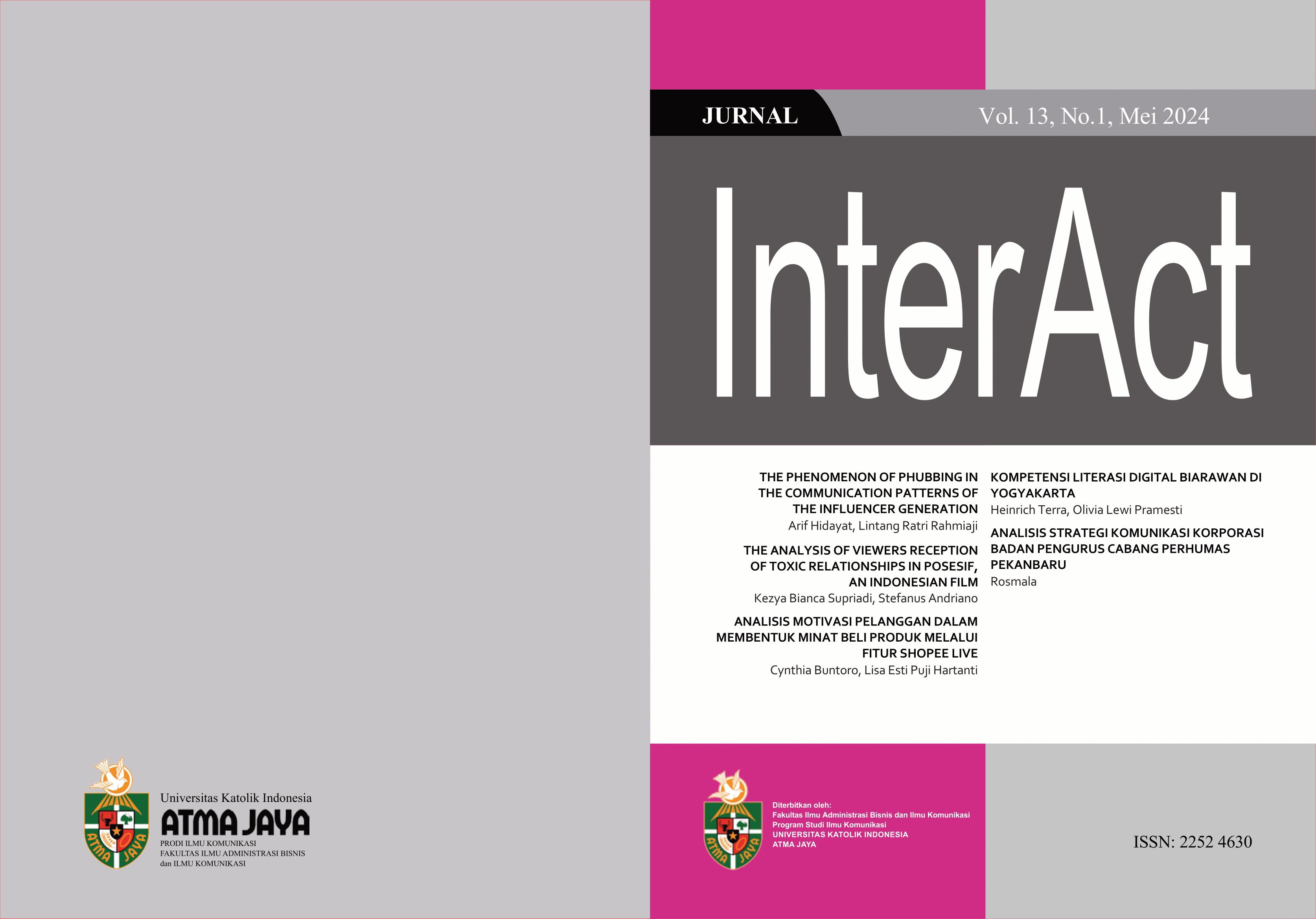 					View Vol. 13 No. 1 (2024): Jurnal InterAct
				
