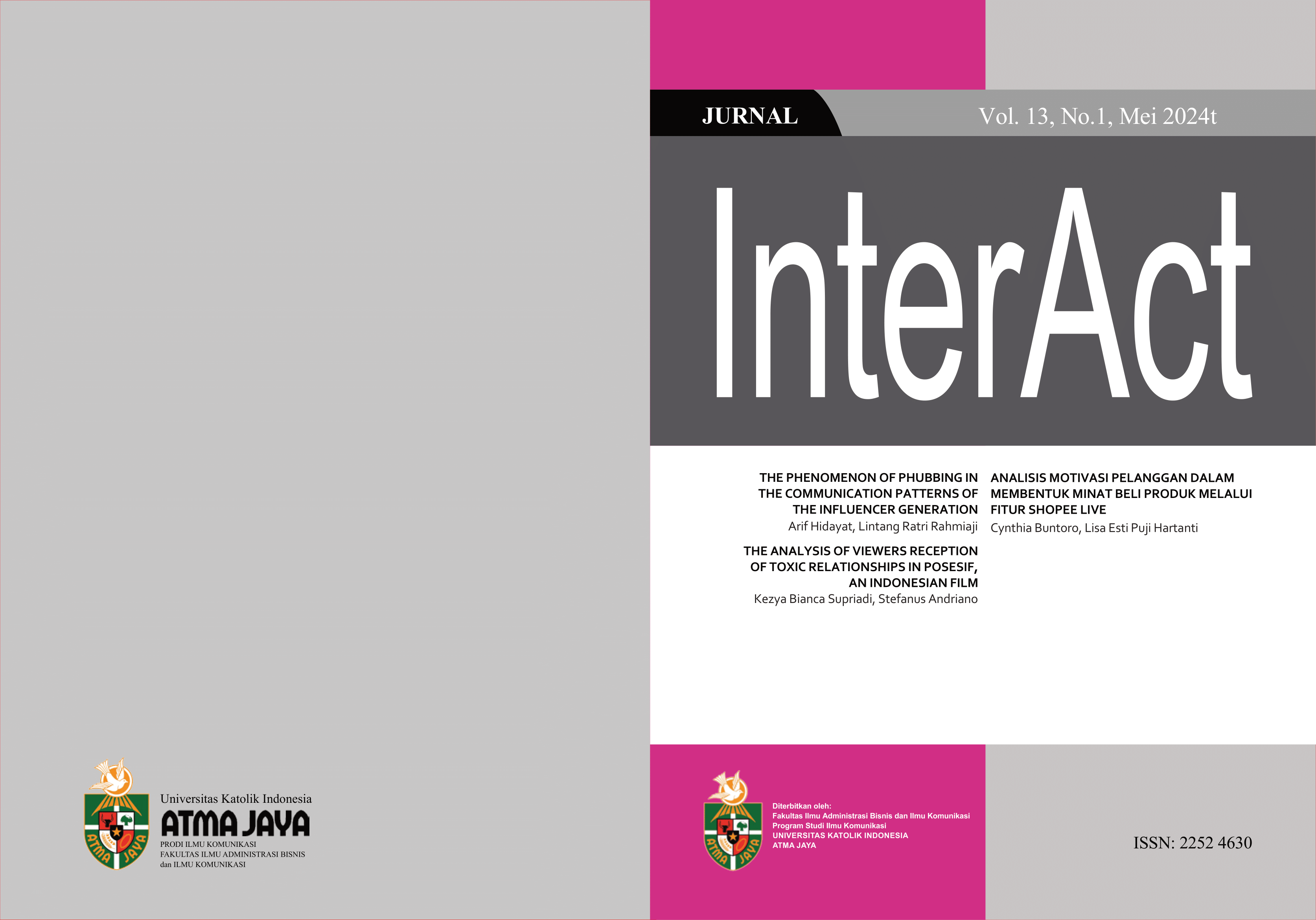 					View Vol. 13 No. 1 (2024): Jurnal InterAct
				