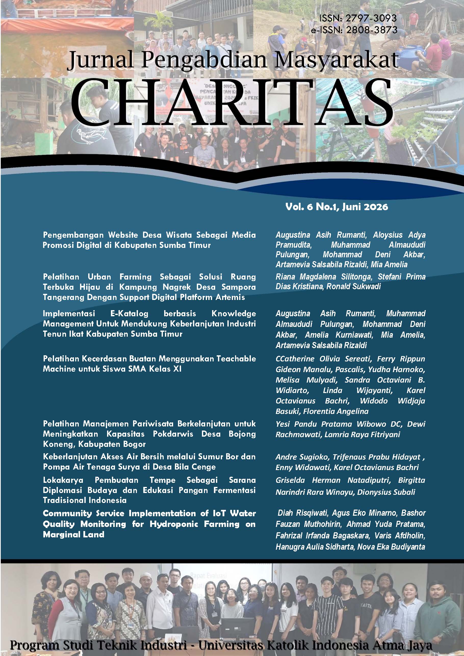 					View Vol. 6 No. 01 (2026): Jurnal Pengabdian Masyarakat Charitas Juni 2026
				