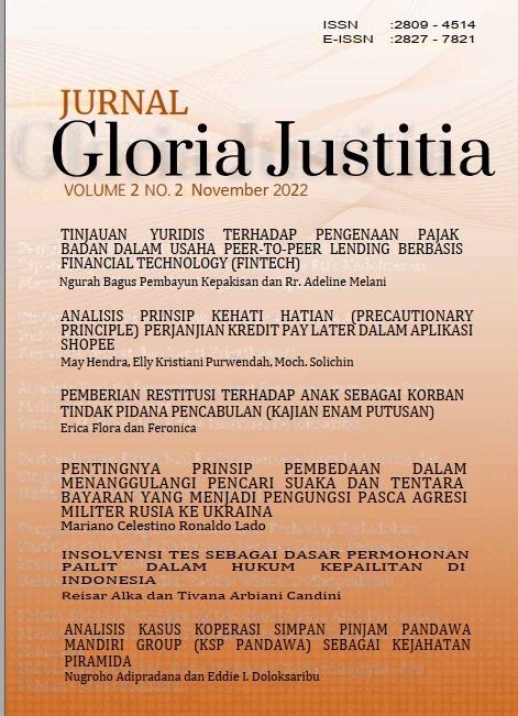 					View Vol. 2 No. 2 (2022): Vol 2 No 2 (2022): JURNAL GLORIA JUSTITIA
				