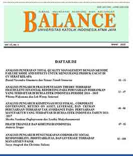 BALANCE: Jurnal Akuntansi, Auditing dan Keuangan, Vol.17 No.1 2020